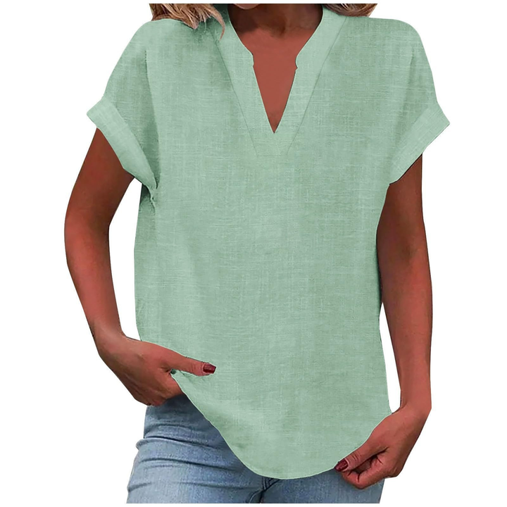 V-Neck Cap Sleeve Casual Top