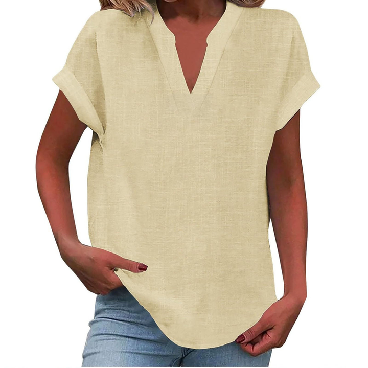 V-Neck Cap Sleeve Casual Top