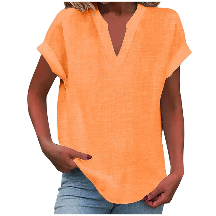 V-Neck Cap Sleeve Casual Top