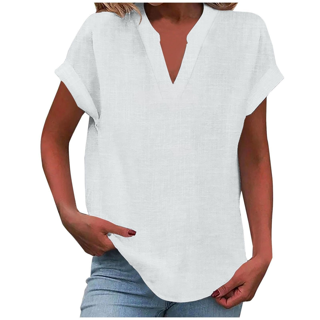 V-Neck Cap Sleeve Casual Top