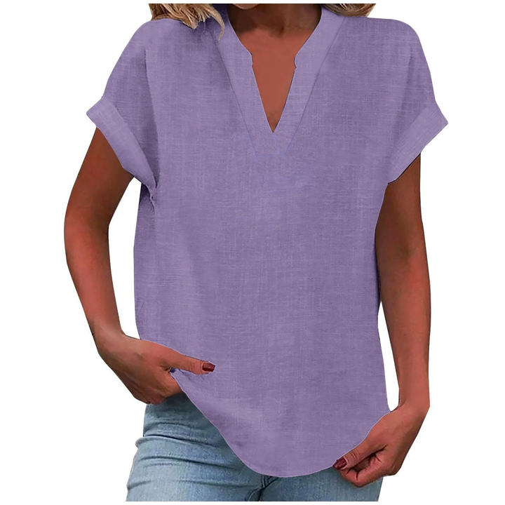 V-Neck Cap Sleeve Casual Top