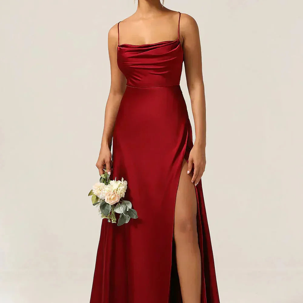 Spaghetti Strap Maxi Dress with High Slit