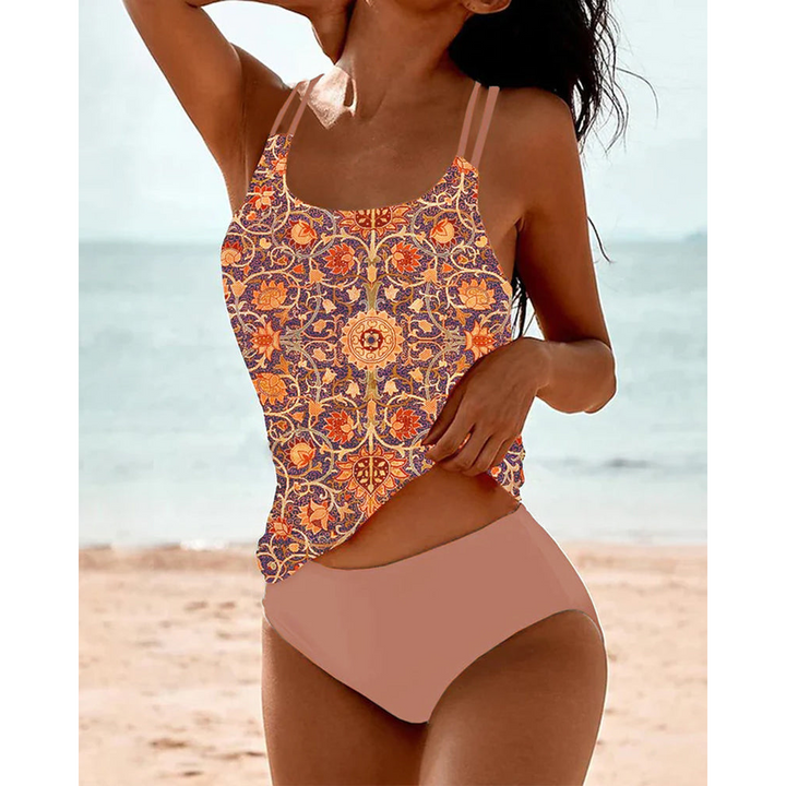 Boho Print Tankini Two-Piece Swimsuit