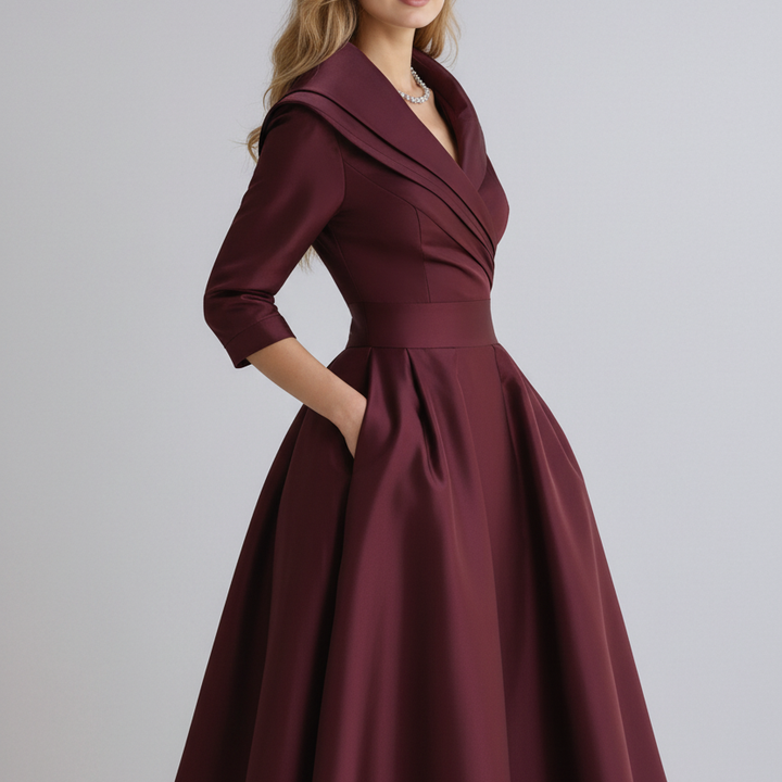 Long Sleeve Collared Midi Dress