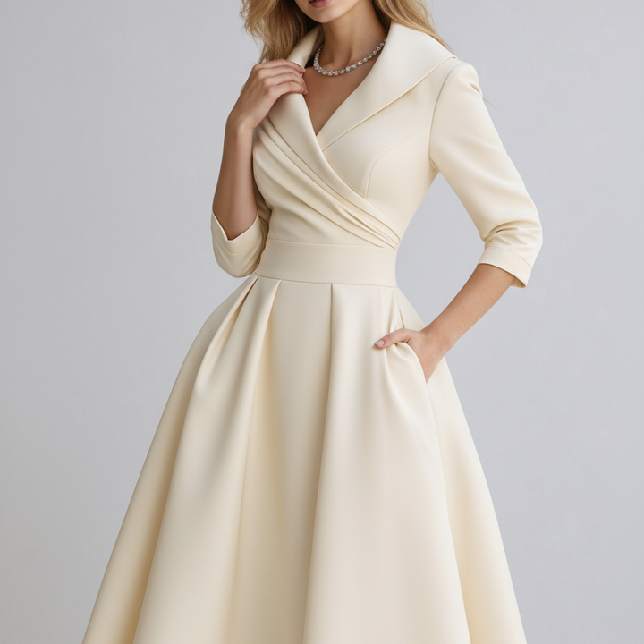 Long Sleeve Collared Midi Dress