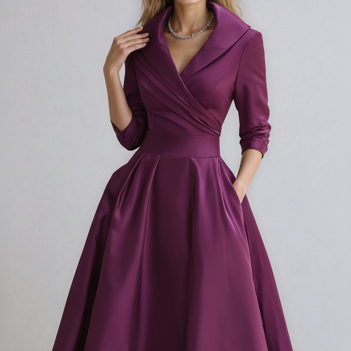 Long Sleeve Collared Midi Dress