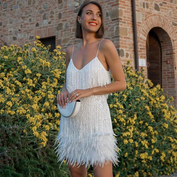 Fringe Hem Mini Dress