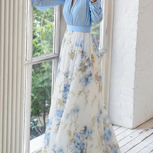 Long Sleeve Printed Maxi Dress