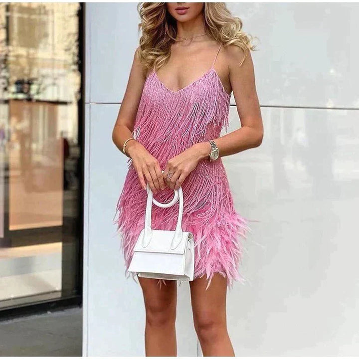 Fringe Hem Mini Dress