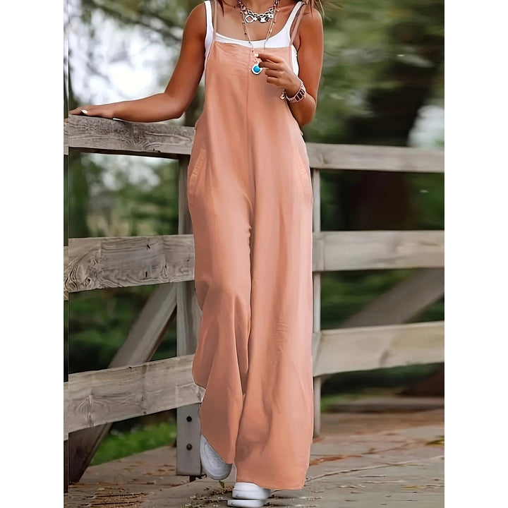 Wide-Leg Sleeveless Dungaree Jumpsuit