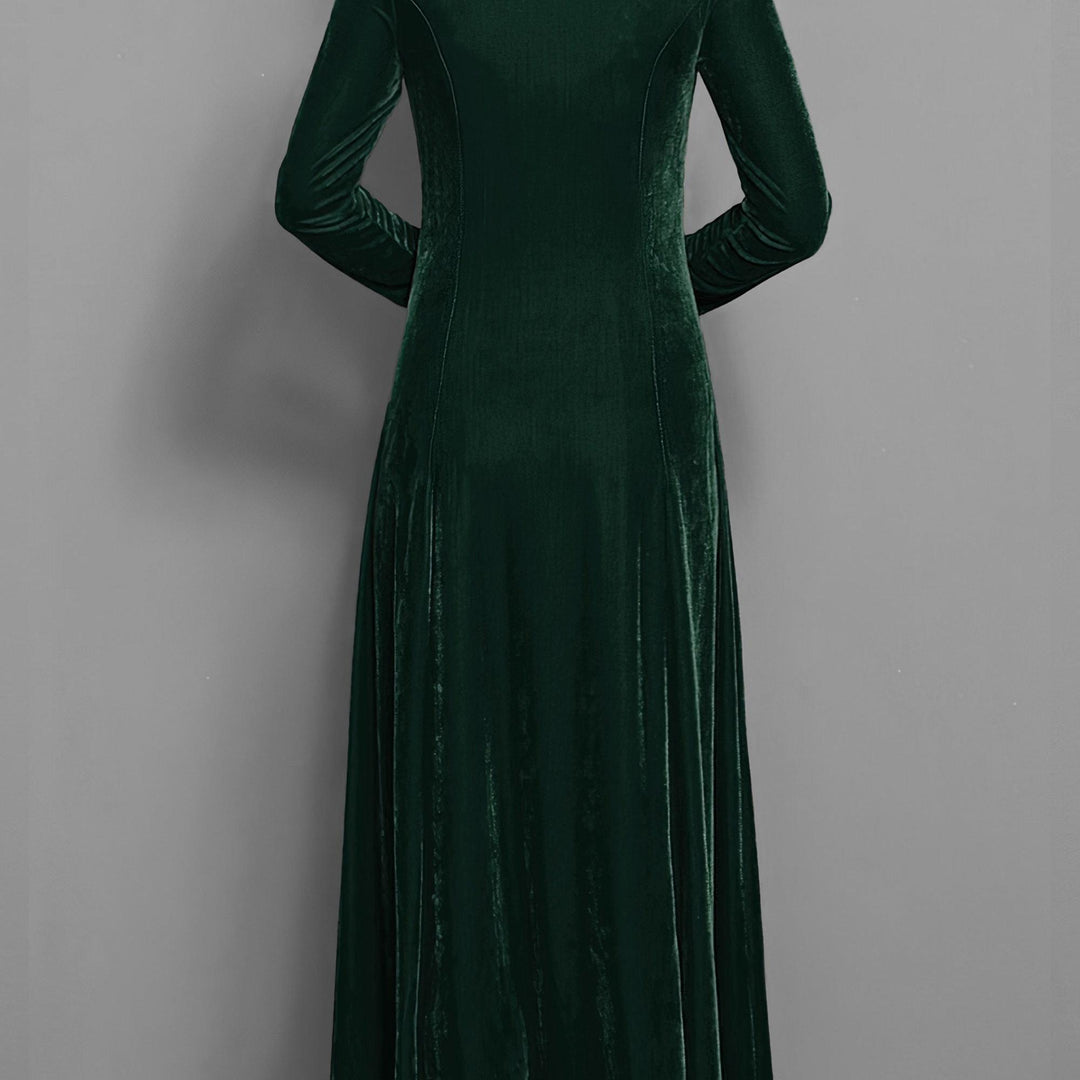 Long Sleeve Velvet-Look Maxi Dress