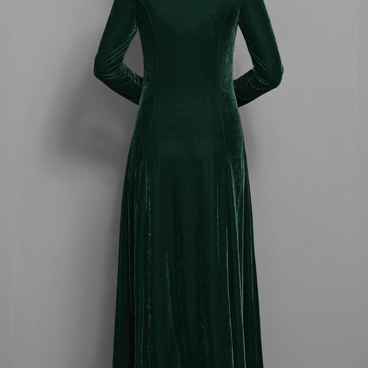 Long Sleeve Velvet-Look Maxi Dress
