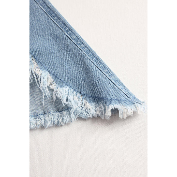 Sleeveless Button-Front Wide-Leg Denim-Look Jumpsuit