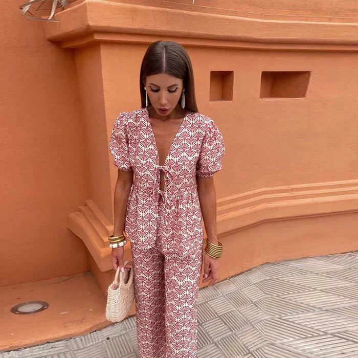 Bold Print Top And Skirt Set