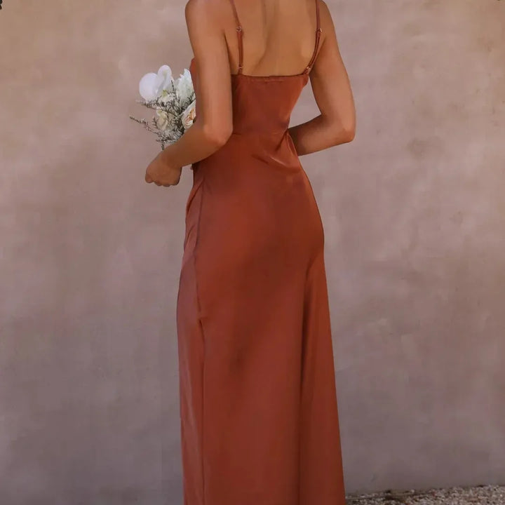Straight Neck Slip Midi Dress