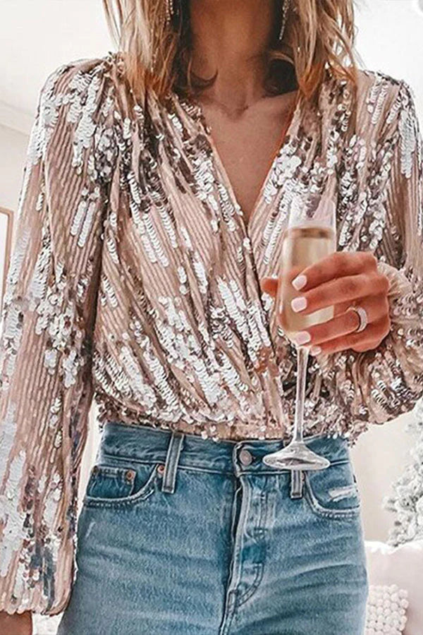 Long Sleeve V-Neck Blouse