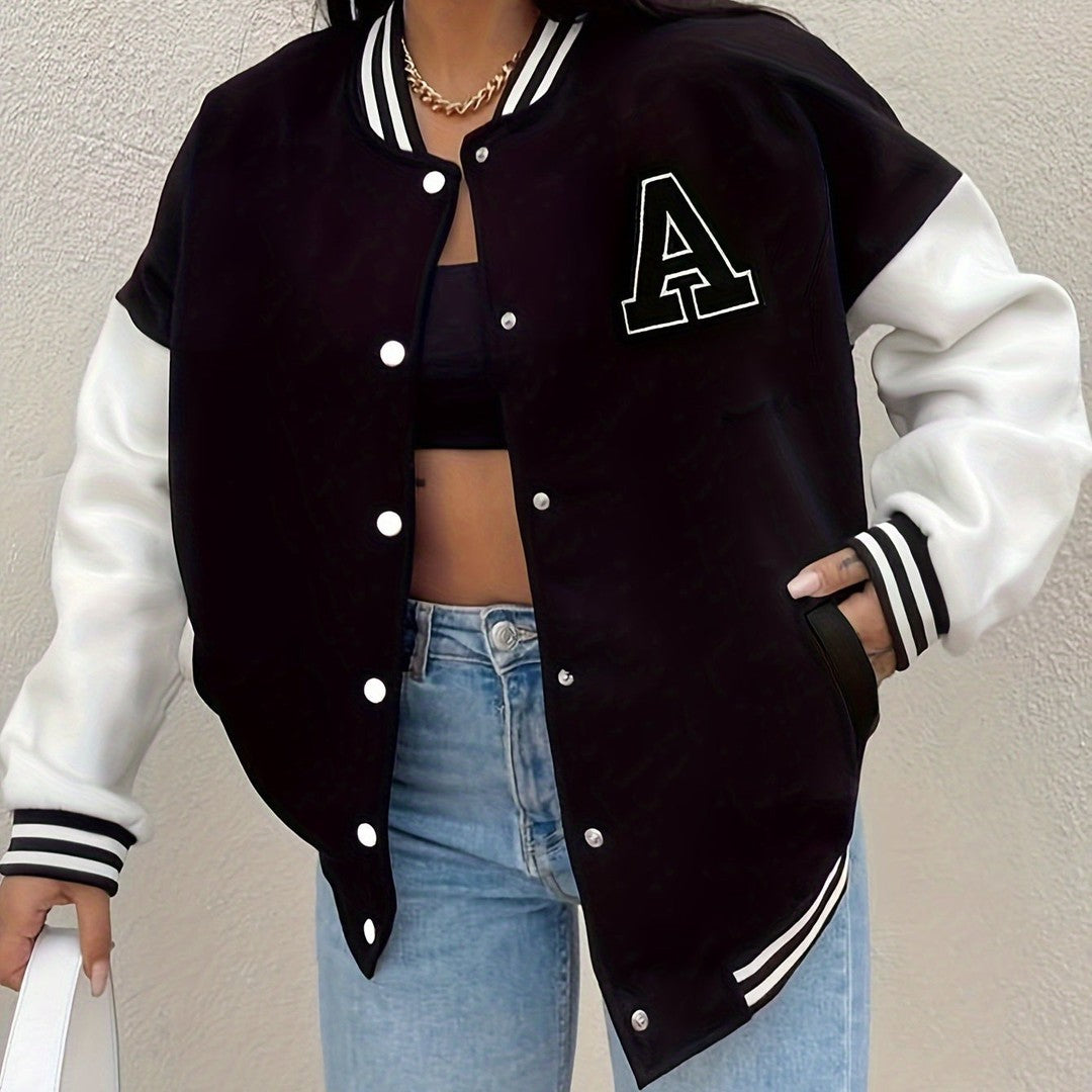 Harper | Women’s Casual Oversized Varsity Bomber Jacket