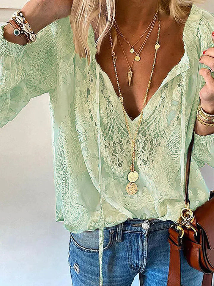 Long Sleeve Crochet Lace Blouse