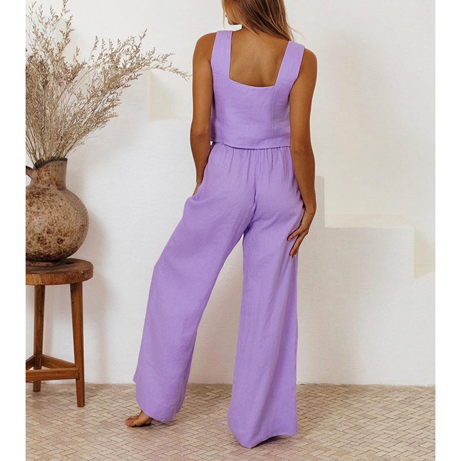Minimal Top And Wide-Leg Pants Set
