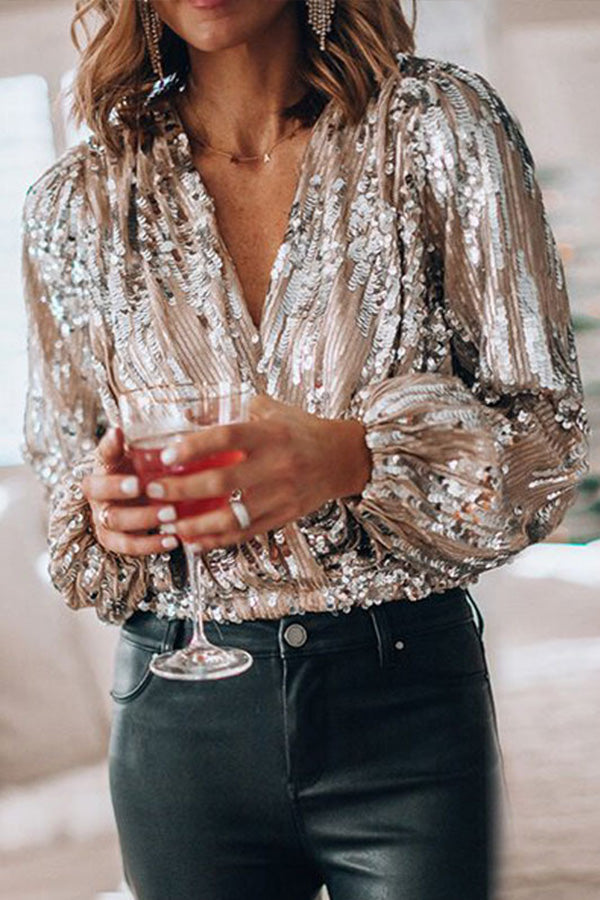 Long Sleeve V-Neck Blouse