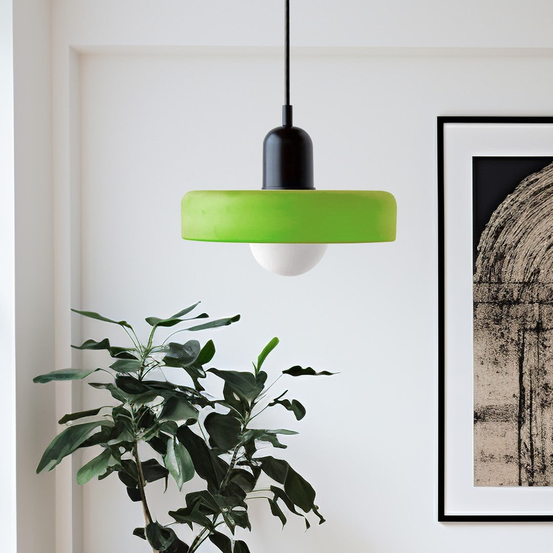 Colourful Pendant Lamp in Bauhaus Style - StiloGlas-Black-Icy Green-25 x 18 cm-State of Style