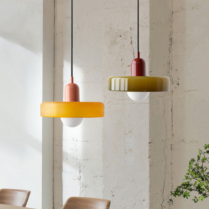 Colourful Pendant Lamp in Bauhaus Style - StiloGlas-Pink-Green-25 x 18 cm-State of Style