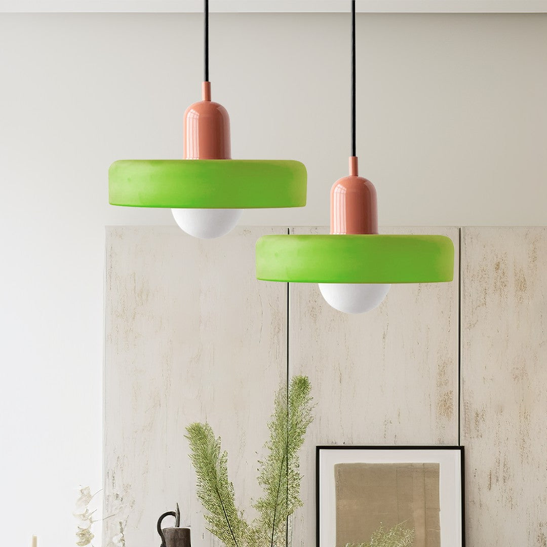 Colourful Pendant Lamp in Bauhaus Style - StiloGlas-Pink-Icy Green-25 x 18 cm-State of Style