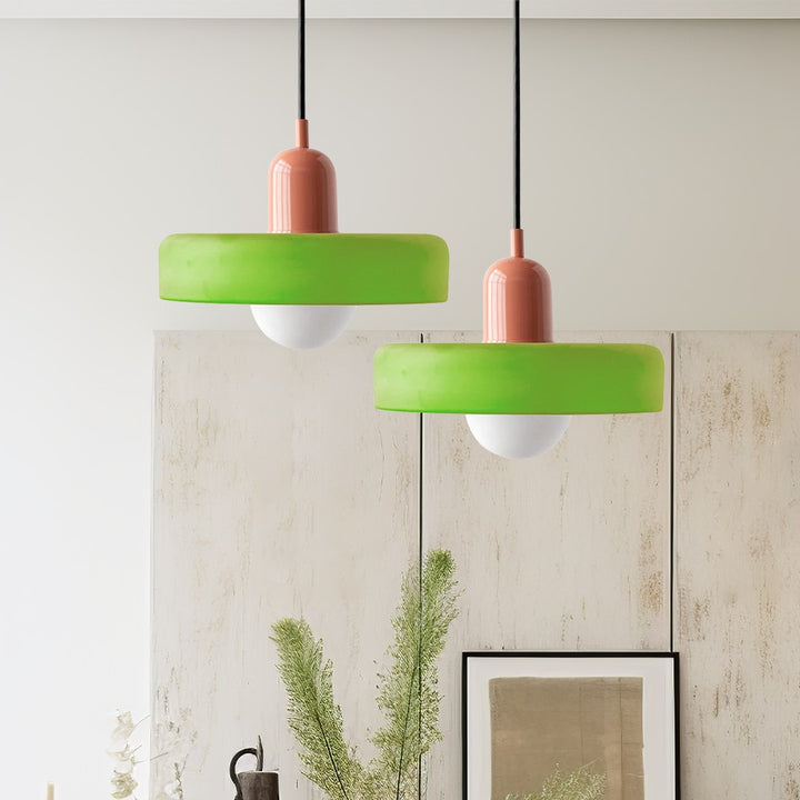 Colourful Pendant Lamp in Bauhaus Style - StiloGlas-Pink-Icy Green-25 x 18 cm-State of Style