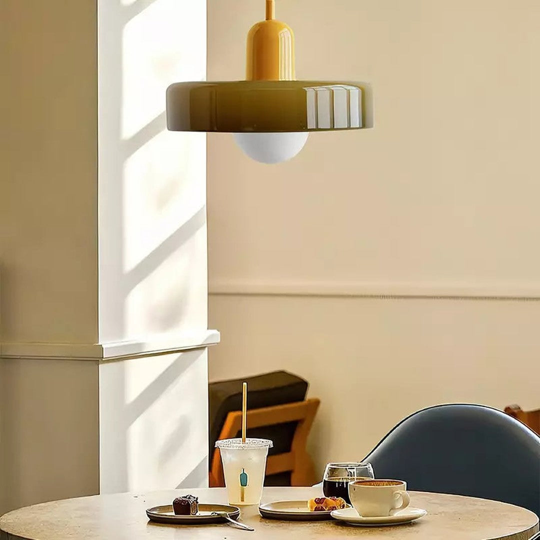 Colourful Pendant Lamp in Bauhaus Style - StiloGlas-Red-Green-25 x 18 cm-State of Style