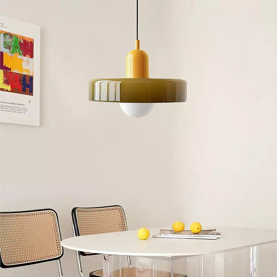 Colourful Pendant Lamp in Bauhaus Style - StiloGlas-Red-Green-25 x 18 cm-State of Style