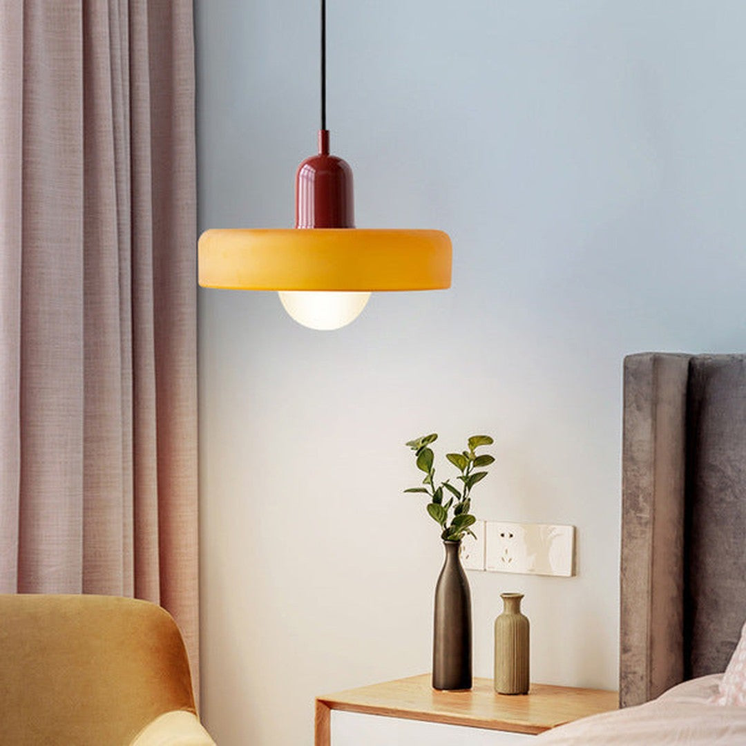 Colourful Pendant Lamp in Bauhaus Style - StiloGlas-Red-Green-25 x 18 cm-State of Style