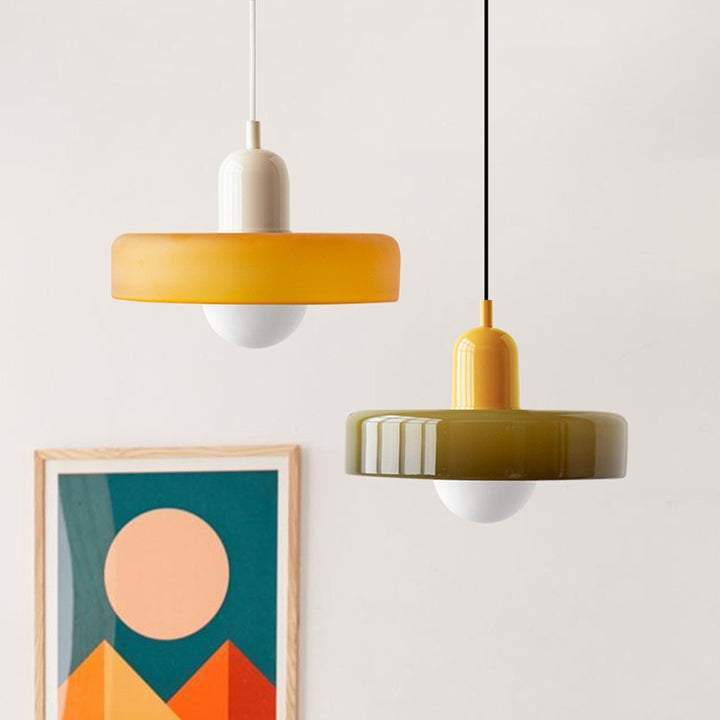 Colourful Pendant Lamp in Bauhaus Style - StiloGlas-Red-Green-25 x 18 cm-State of Style