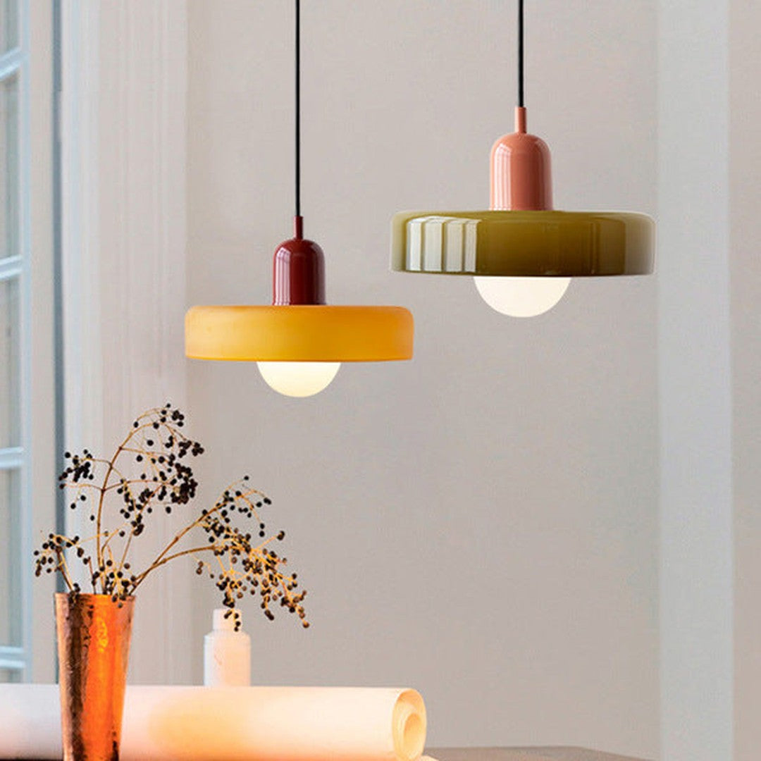 Colourful Pendant Lamp in Bauhaus Style - StiloGlas-Red-Green-25 x 18 cm-State of Style