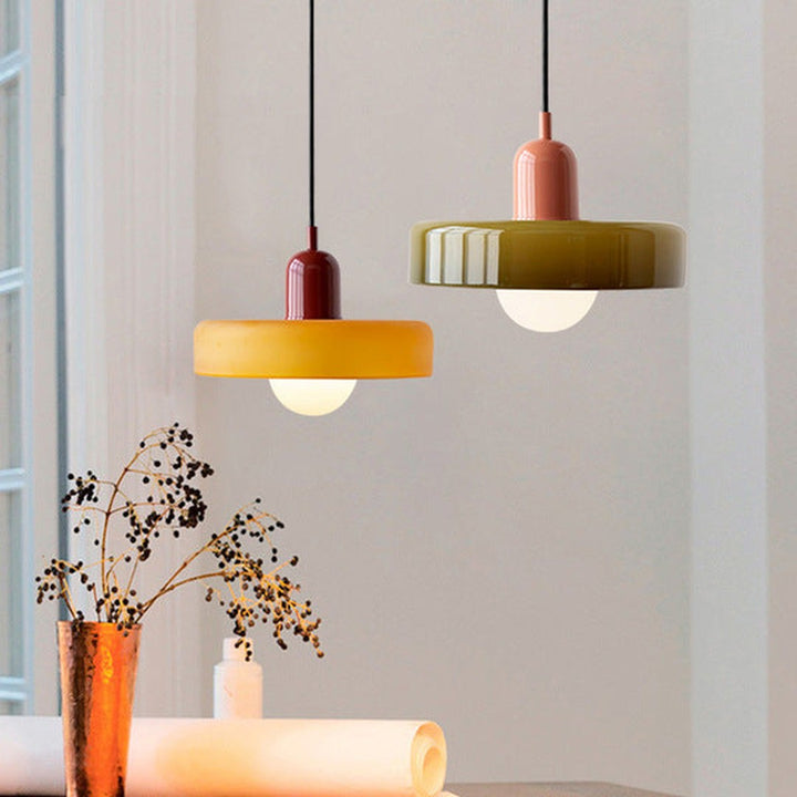Colourful Pendant Lamp in Bauhaus Style - StiloGlas-Red-Green-25 x 18 cm-State of Style