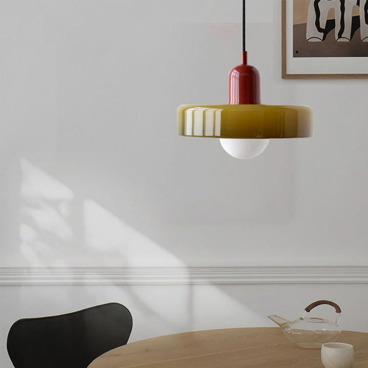 Colourful Pendant Lamp in Bauhaus Style - StiloGlas-Red-Green-25 x 18 cm-State of Style
