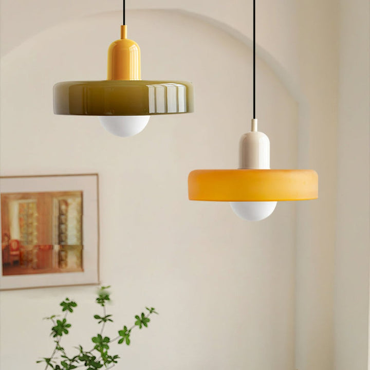 Colourful Pendant Lamp in Bauhaus Style - StiloGlas-Yellow-Green-25 x 18 cm-State of Style