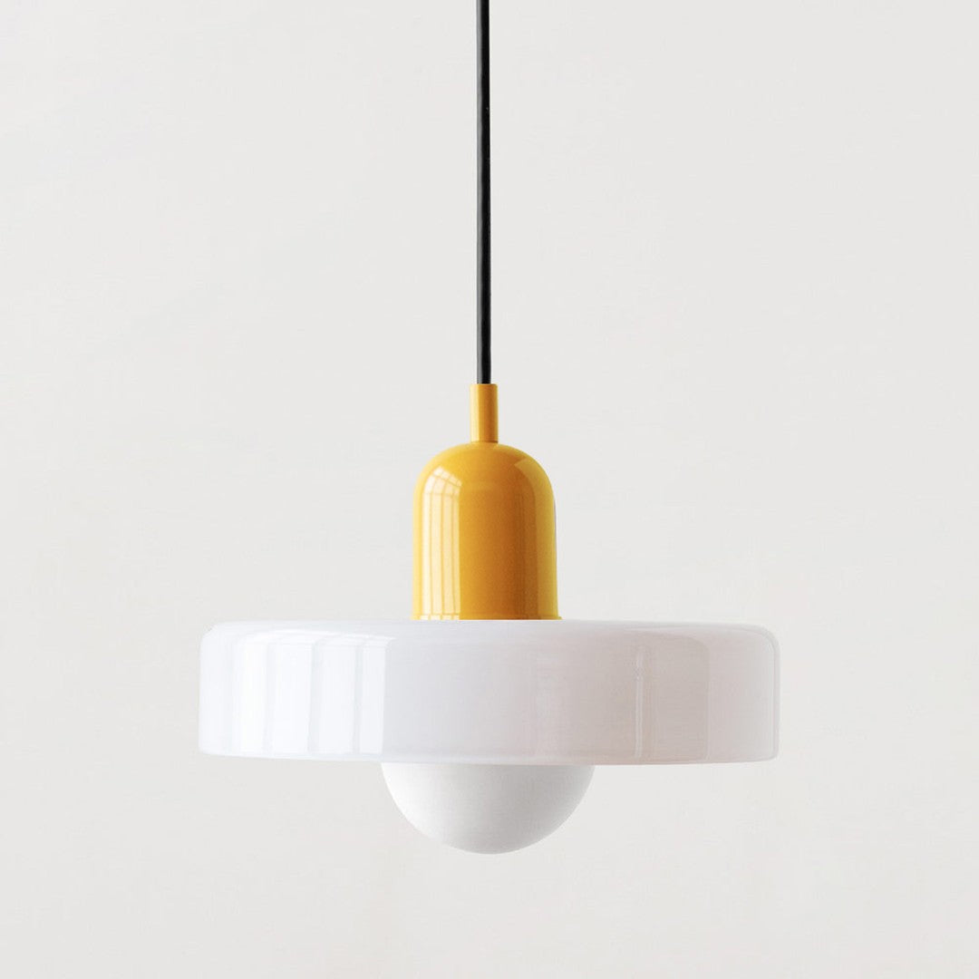 Colourful Pendant Lamp in Bauhaus Style - StiloGlas-Yellow-White-25 x 18 cm-State of Style