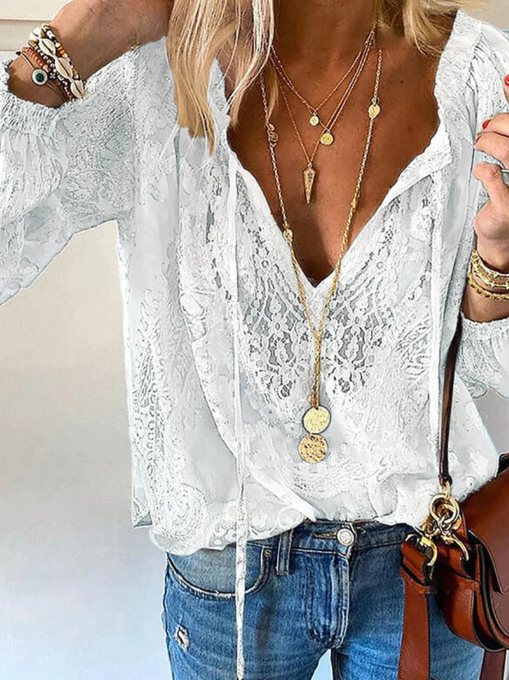 Long Sleeve Crochet Lace Blouse