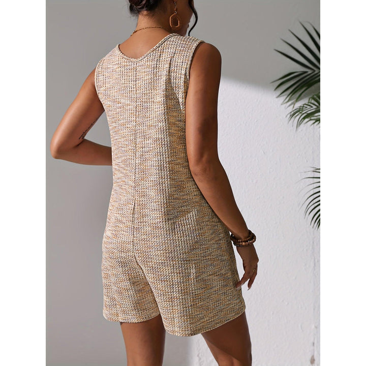 Waffle-Knit Look Button-Front Romper