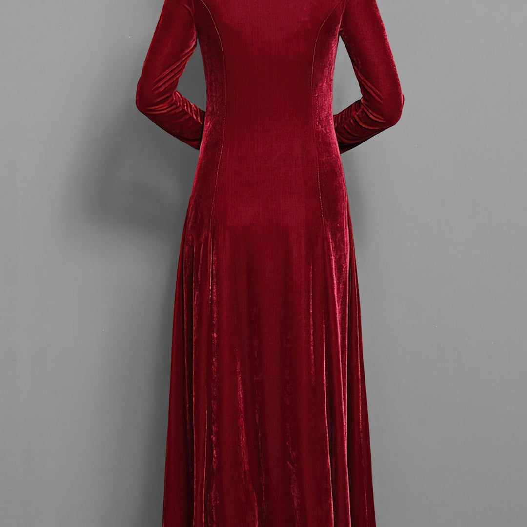 Long Sleeve Velvet-Look Maxi Dress