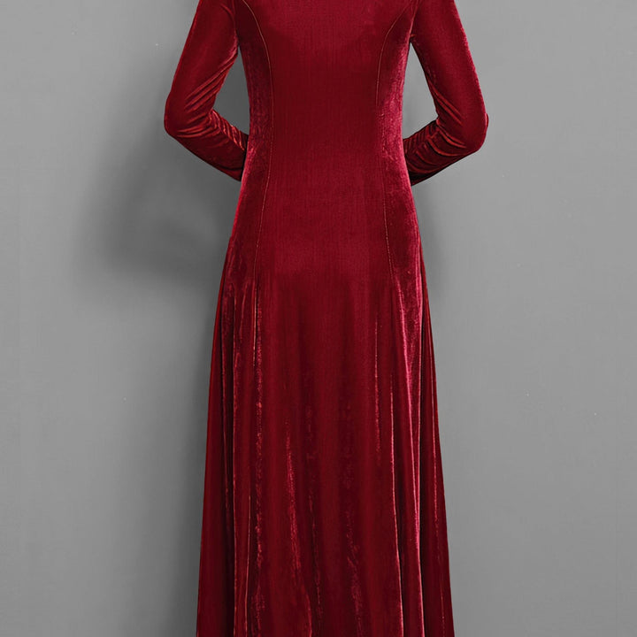 Long Sleeve Velvet-Look Maxi Dress