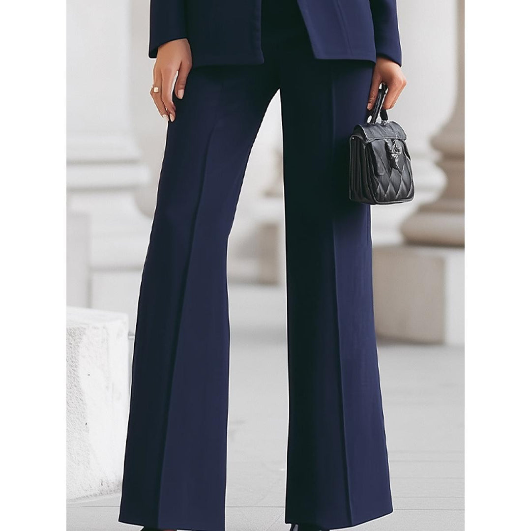 Stand-Collar Blazer And Flare Pant Set