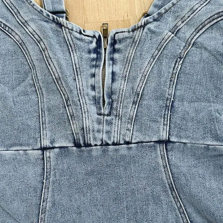 Denim-Look Pinafore Dress