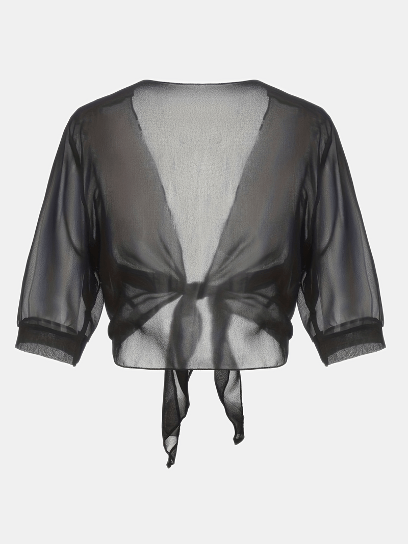 Lightweight Tie-Front Open Blouse
