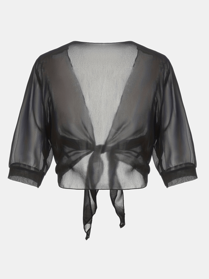 Lightweight Tie-Front Open Blouse