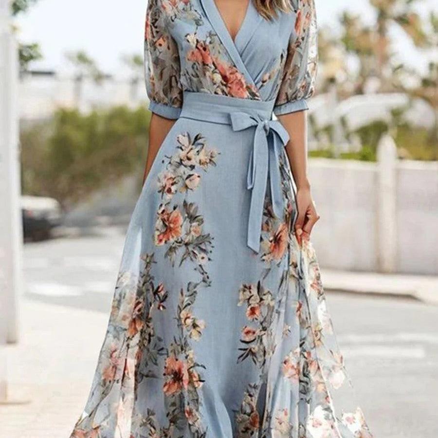 Floral V-Neck Midi Dress