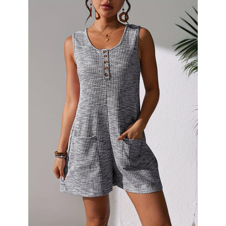 Waffle-Knit Look Button-Front Romper