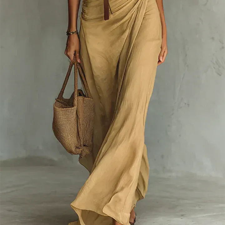Long Sleeve Belted Shirt Collar Dress