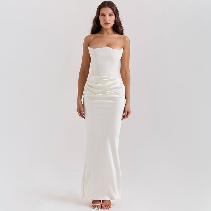 Corset-Style Satin-Look Midi Dress