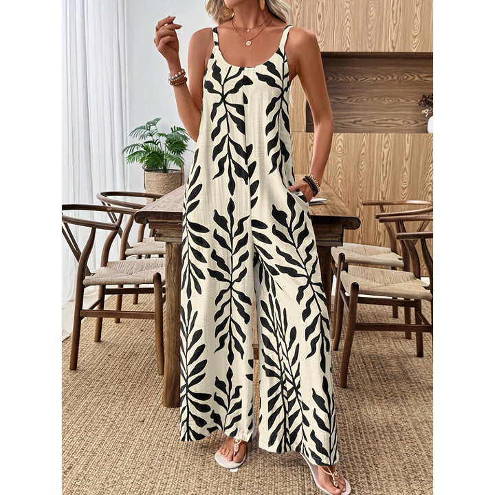 Botanical Print Wide-Leg Jumpsuit